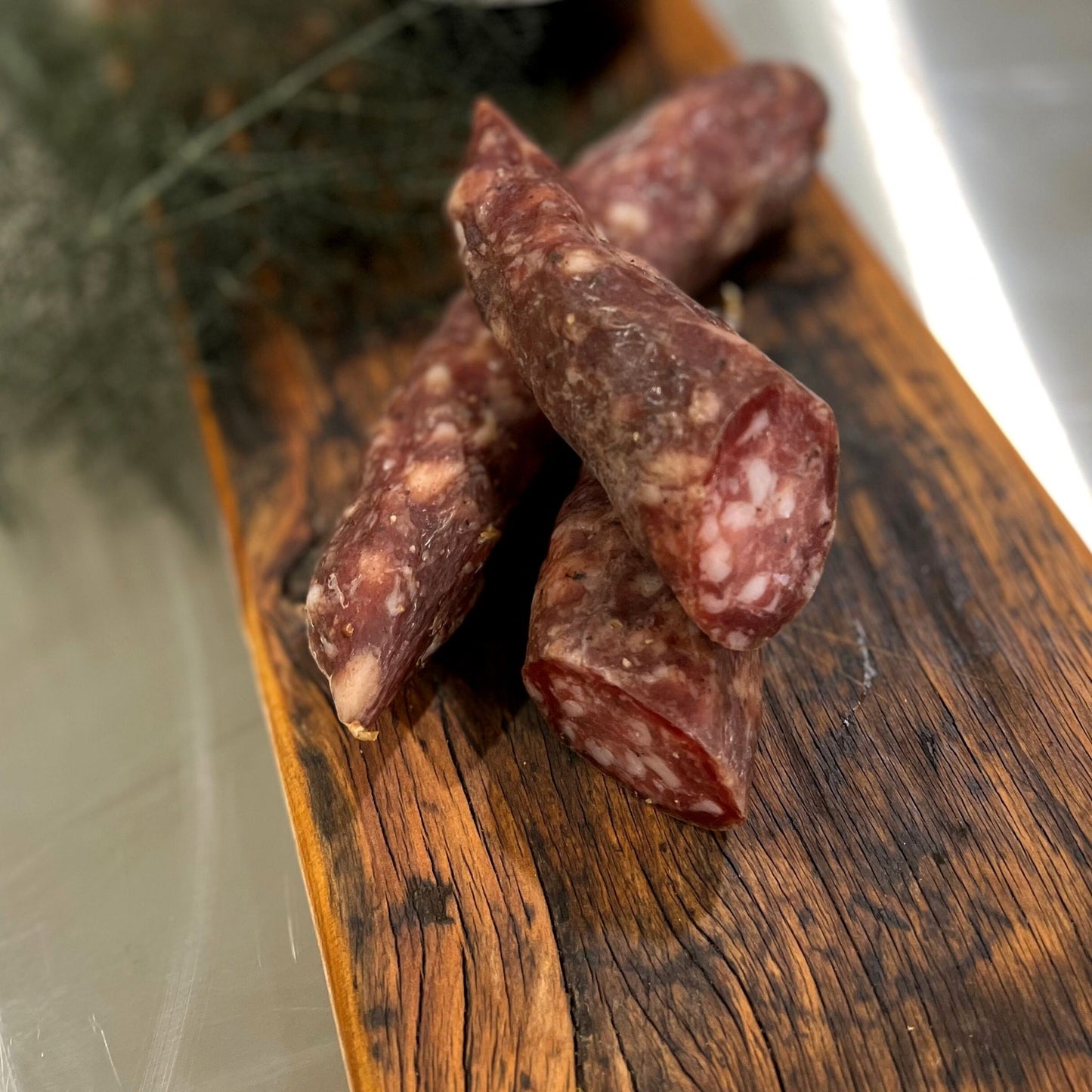 Cured Orange Pepperberry Cacciatore hand made from local free range pork